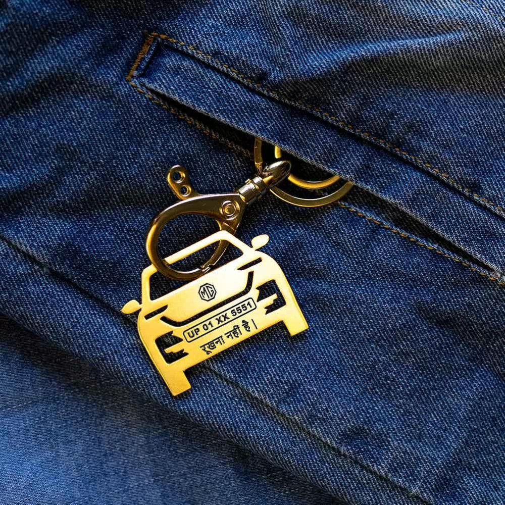 MG Hector Keychain Front View Gold