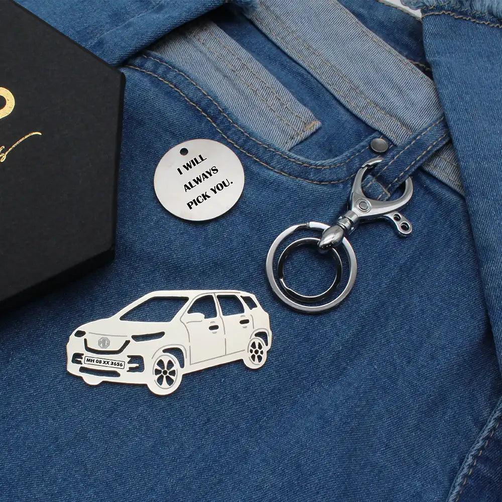 Personalized Name Number Plate keychain MG Hector Keychain