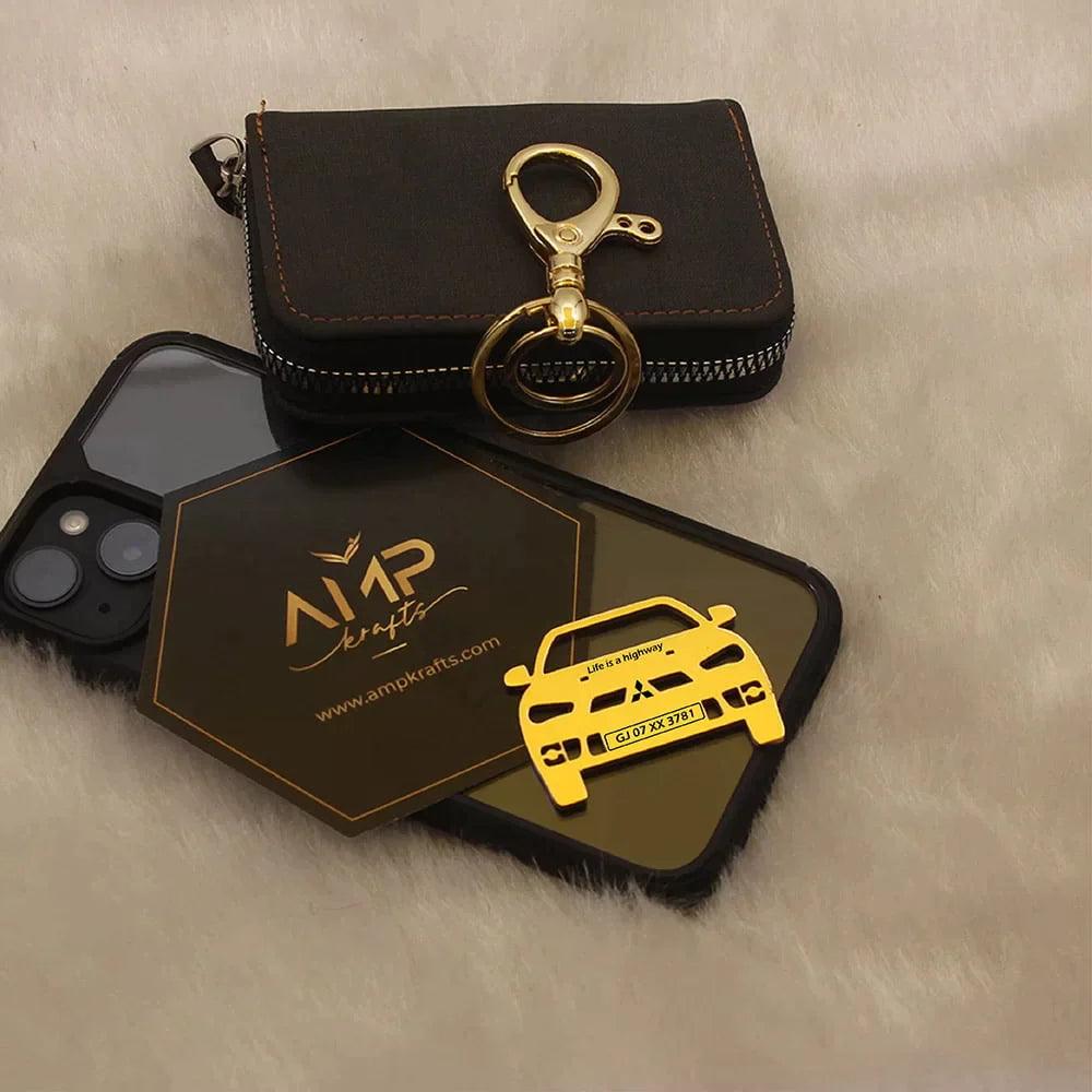 Mitsubishi Lancer (2013) Car Keychain Custom Key Chain With Your Name and number plate