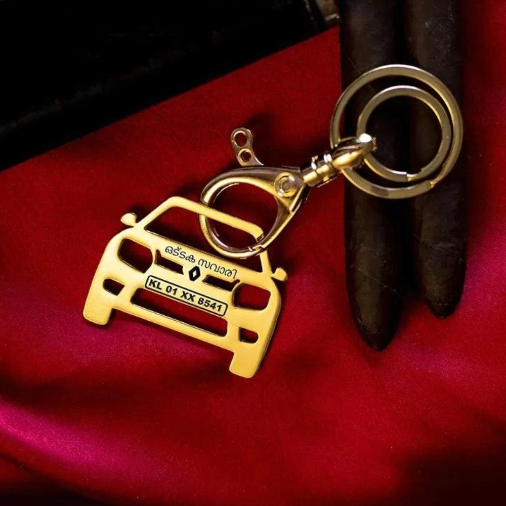 Personalized Silver Name & Number Keychain | Renault Duster Keychain