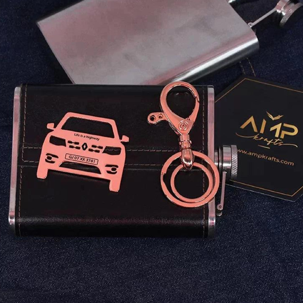 Renault Kwid Climber keychain gift for husband personalized silver stainless steel