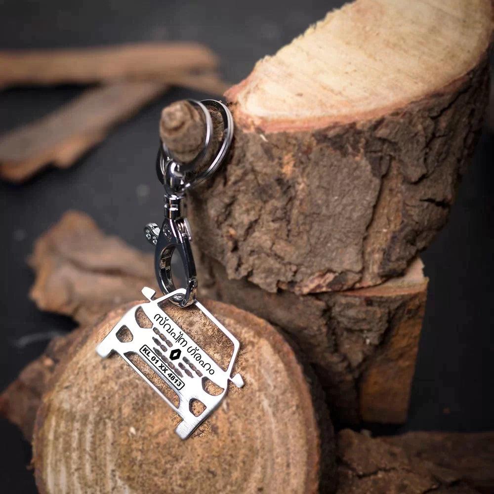 Renault Kwid Climber keychain gift for husband personalized silver stainless steel