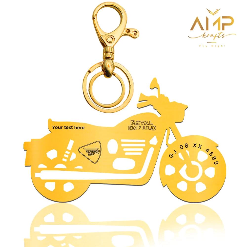Personalized Royal Enfield Classic 350 2023 keychain with name engraving
