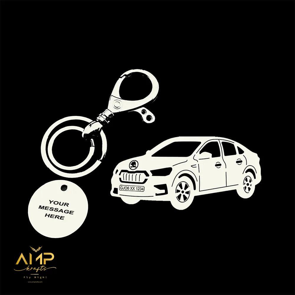 Personalized keychain for Skoda Slavia (2022) Keychain , Name and number plate keychain , latest keychain , personalised gift 