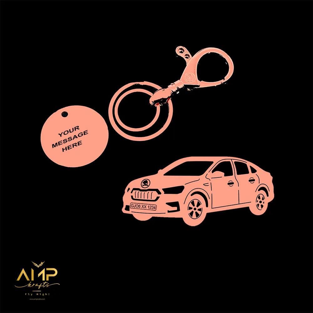 Custom metal keychain for Skoda Slavia, meaningful everyday accessory