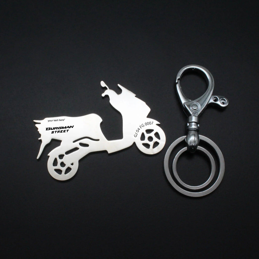 Premium metal keychain made for Suzuki Burgman Street riders