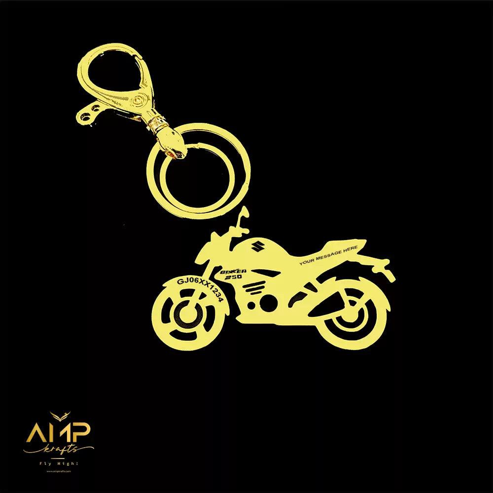 Personalized Suzuki Gixxer 250 keychain with custom name engraving