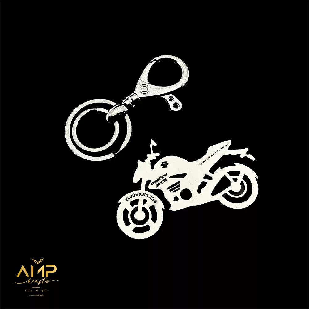 Name engraved bike key accessory for Gixxer 250