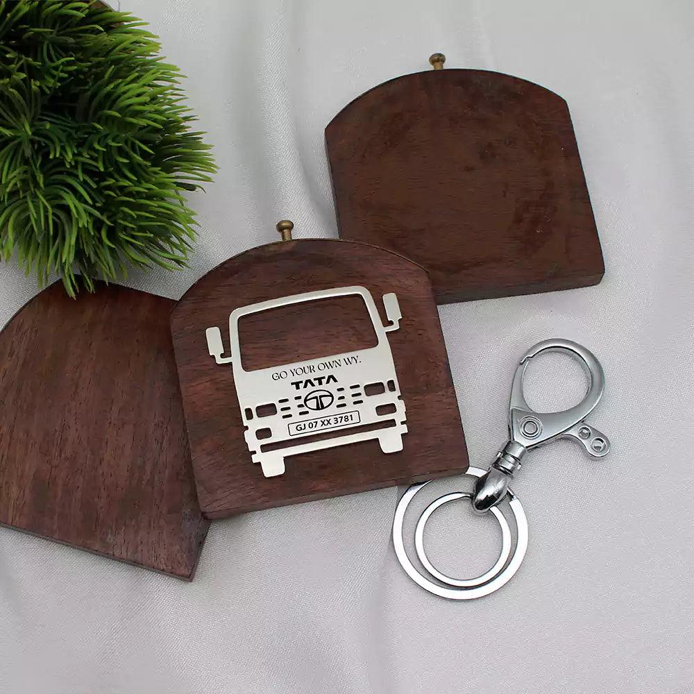 Personalized Tata 1109 keychain gift for driver, custom engraved accessory