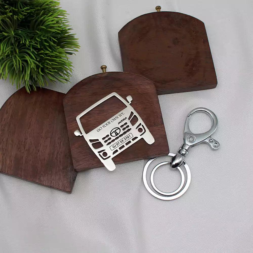 Personalized Tata Intra V10 keychain gift for driver, custom engraved accessory