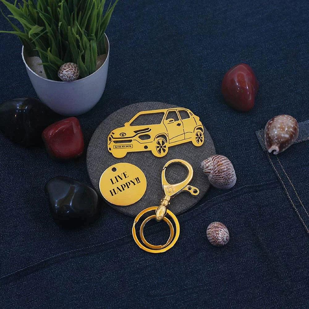 Birthday gift for Tata Punch 2021 owner, customized metal keychain