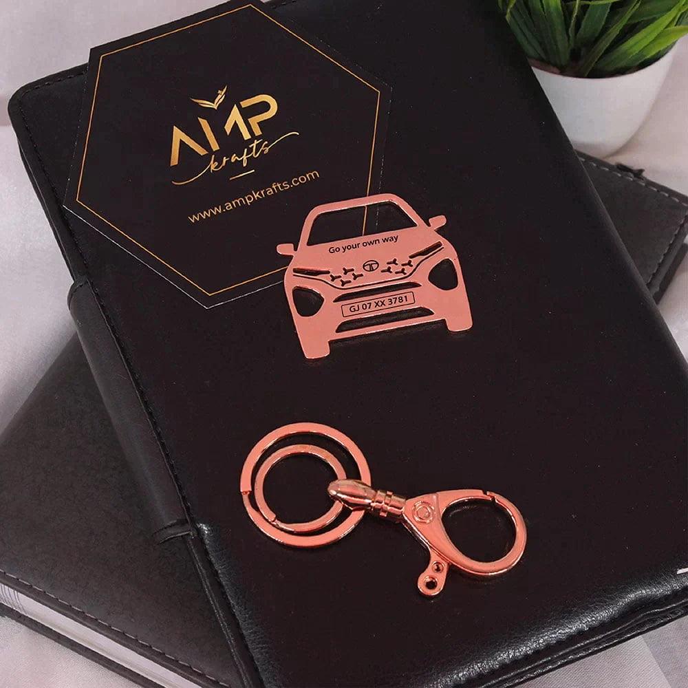 Personalized Tata Safari new model keychain gift for husband, custom engraved car accessory