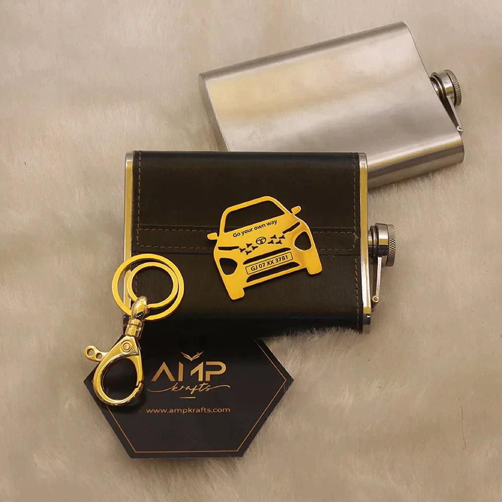 Anniversary gift for couples, Tata Safari new model personalized car keychain