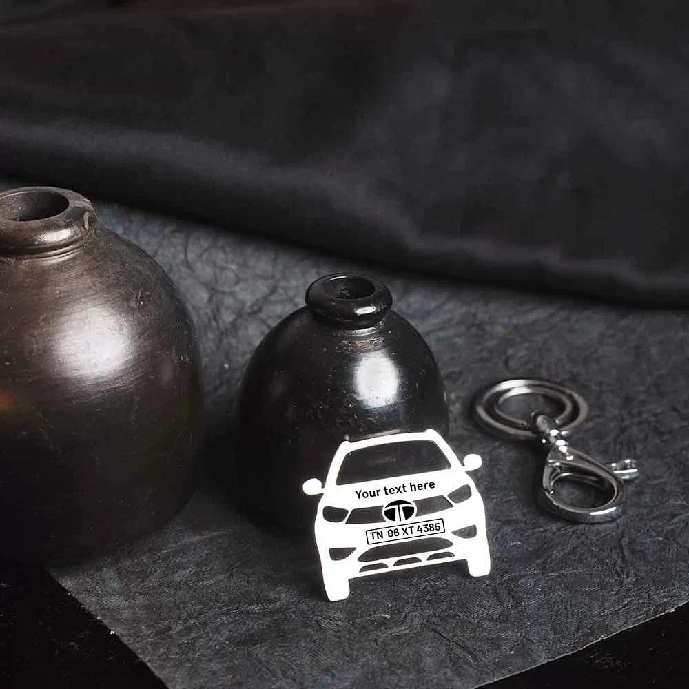 Personalized Tata Tiago NRG keychain gift for husband, custom engraved accessory