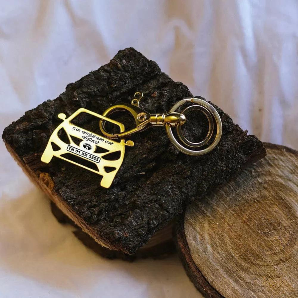 Birthday gift for Tata Zest owner, customized metal keychain