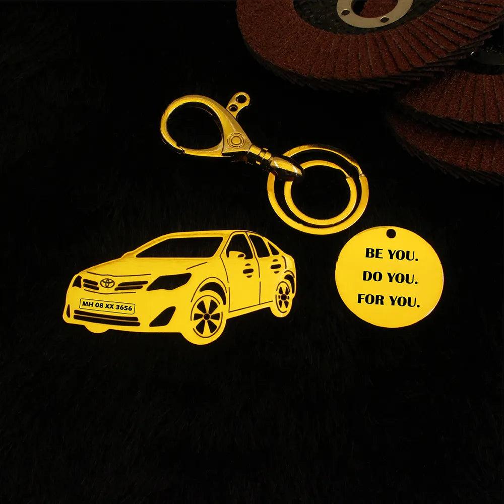 Gold plated Toyota keychain with name engraving