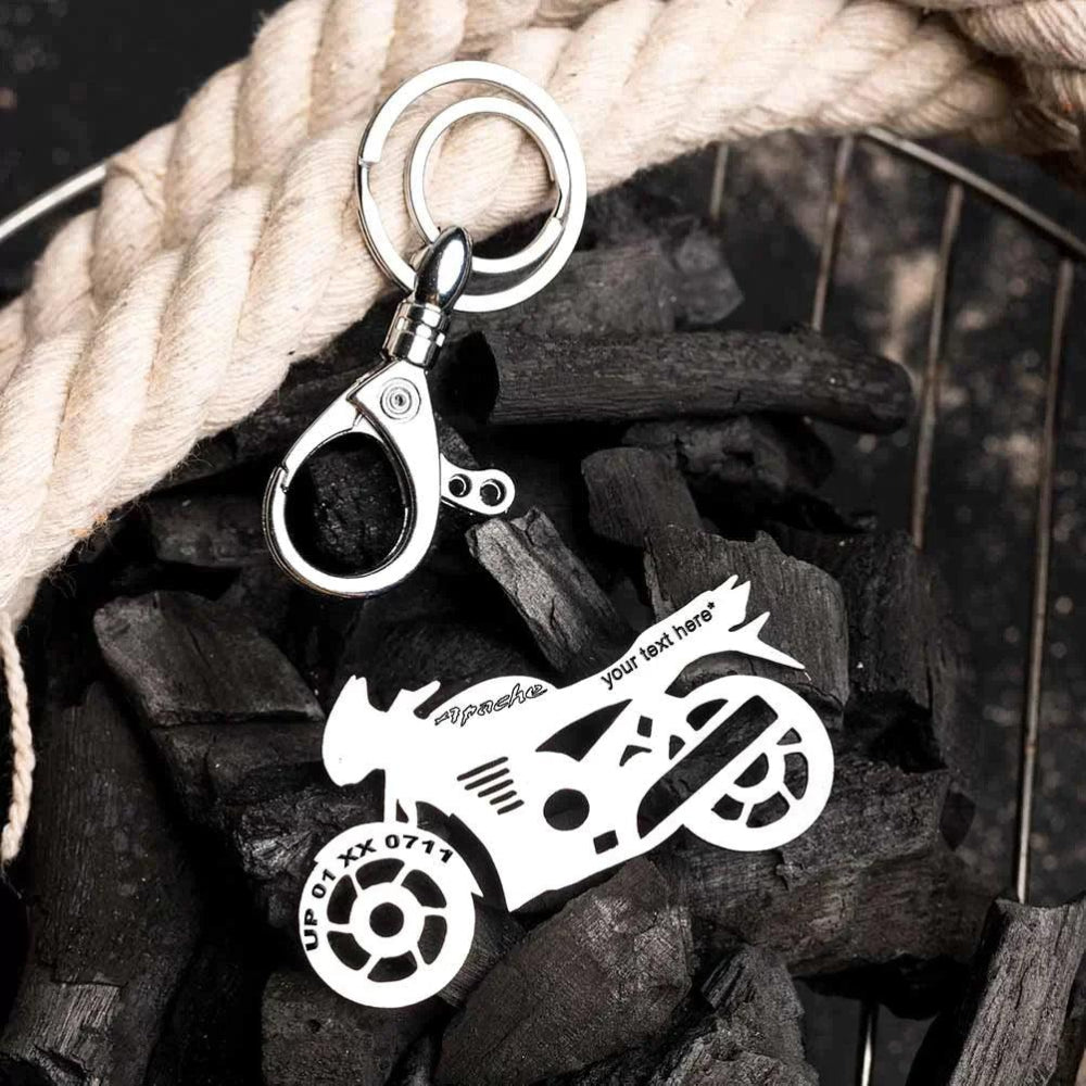 Premium metal keychain designed for TVS Apache riders