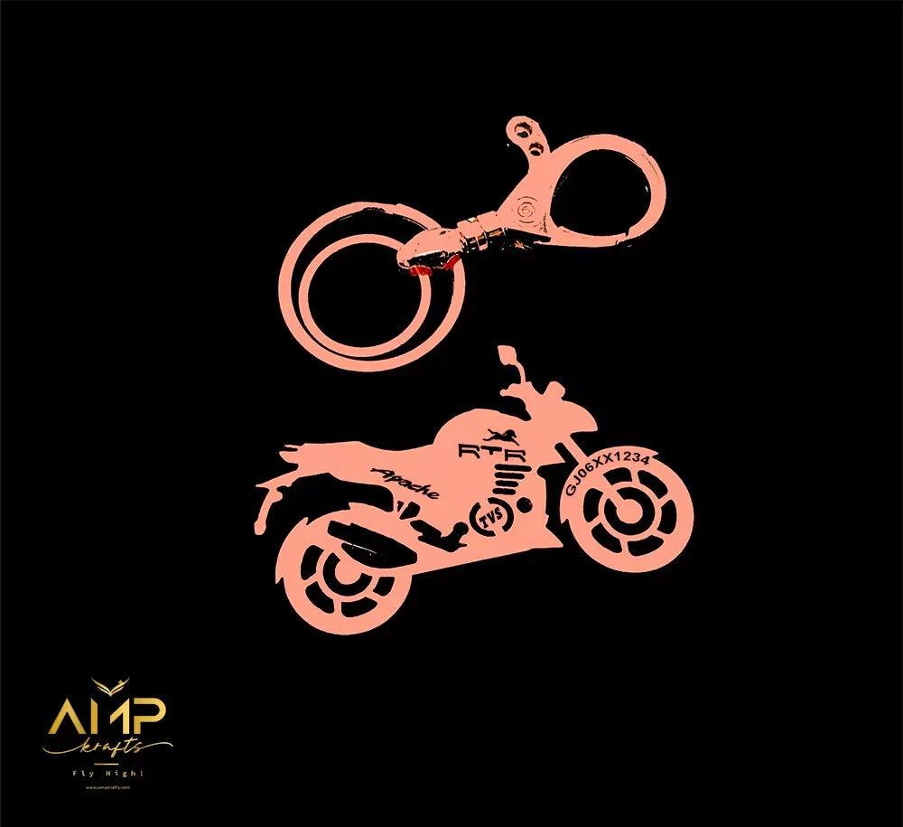 Name engraved bike key accessory for TVS Apache RTR 200 4V