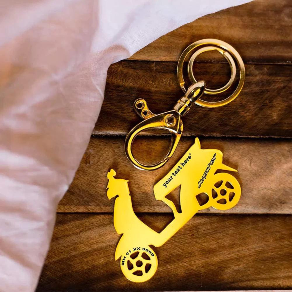Personalized TVS Jupiter keychain with custom name engraving