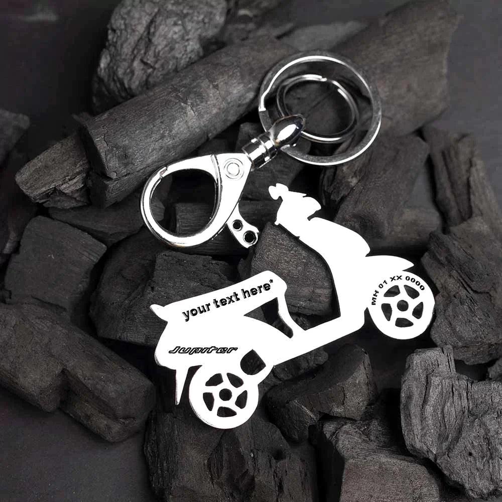 Premium metal keychain designed for TVS Jupiter scooter riders