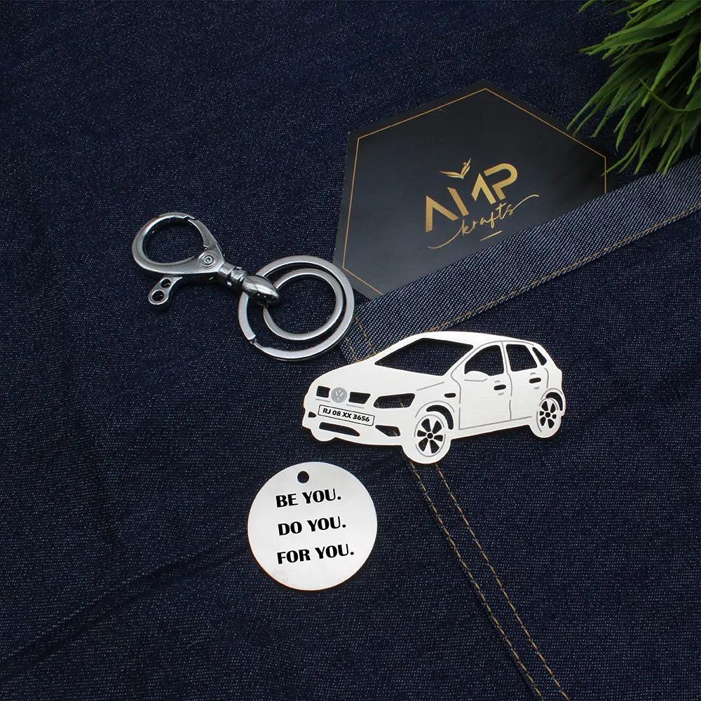 Volkswagen Polo (2022) Keychain - Ampkrafts , personalised keychain ,name and number plate keychain 